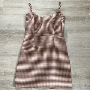 Urban Outfitters Brown Checkered Mini Dress